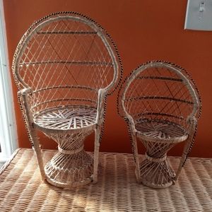 COPY - 2 Matching Mini Boho Peacock Wicker Scandi Chairs
